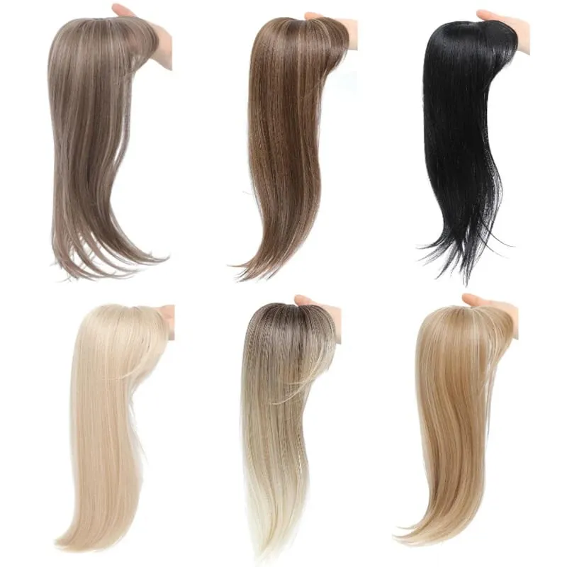 Synthetic Striaght Hair Toppers with Bangs for Women Natural Hairpieces Adding Hair Volume Topper Hair Extensions 18''/10'' — image 3