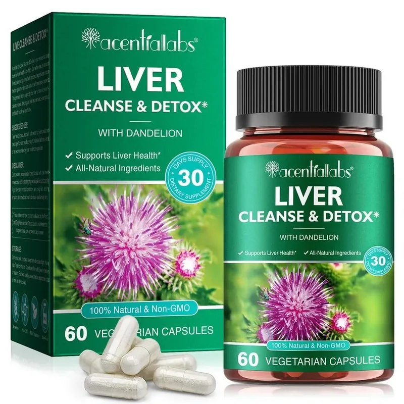 Acentialabs Liver Cleanse & Detox Capsules with Dandelion Milk Thistle Extract for Liver Digestion Health Support 60 Capsules