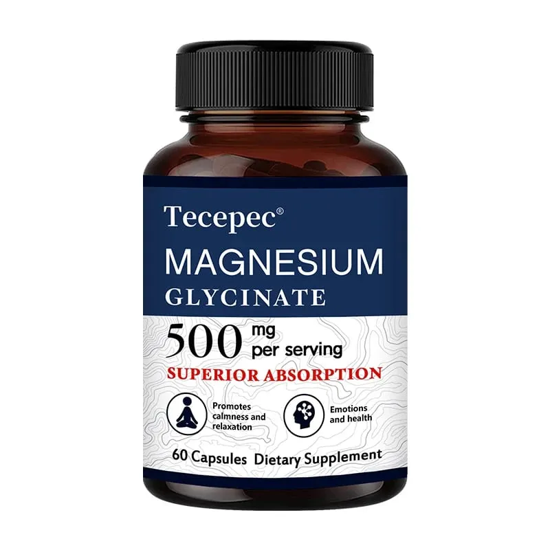 Magnesium Glycinate 500mg Capsules High Absorption Promote Calm and Relaxation Stress & Anxiety Relief Dietery Supplement — image 8