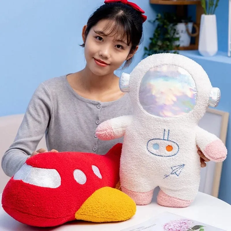 Hot Plush Rocket Astronaut Toy Stuffed Spaceship Throw Pillow Home Decor Birthday Gift Space Discovery Educational For Kids — image 4