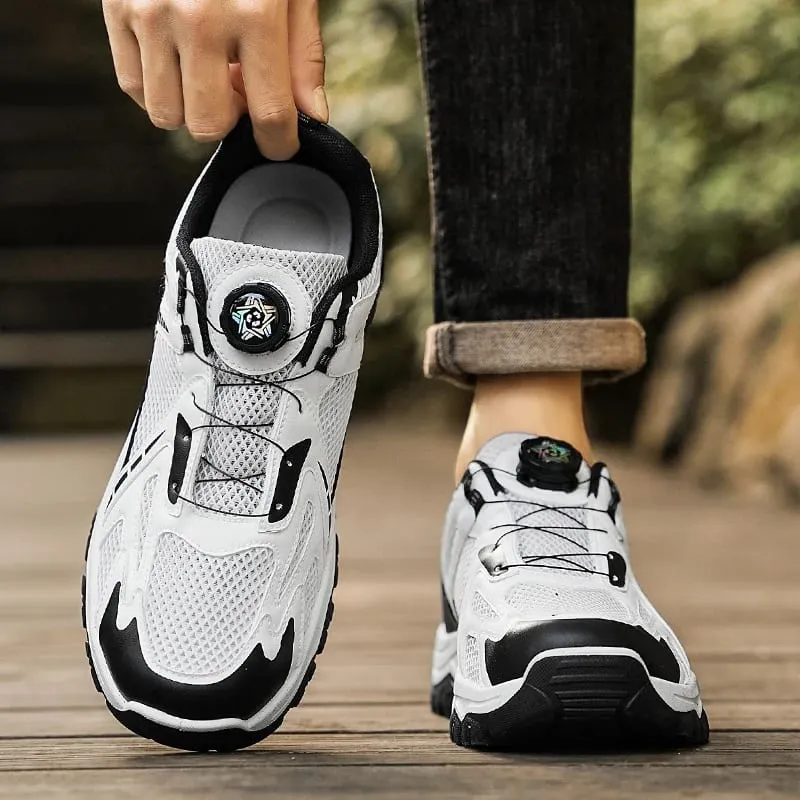 Men's breathable casual sneakers summer soft sole non-slip outdoor running shoes classic Rotating shoelaces light sports shoes — image 5