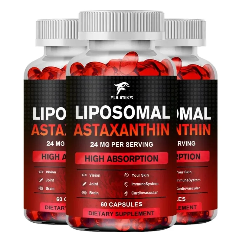 Liposomal Astaxanthin Capsules with Phosphatidylcholine Support Antioxidant Brain Eye Cardiovascular Joint & Skin Health
