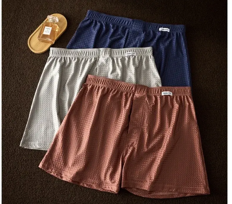 2 paket erkek Buz Ipek Boksörler Orta Katlı Gevşek Fit Yaz Serin Trendy Parlak İç Giyim Pijama Erkek Külot