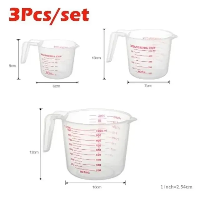 Kitchen Food Grade 0.25L 0.5L 1L Plastic Tip Mouth Pot Pour Spout Clear Measuring Cup Household Baking Scale Cup Kitchen Tool