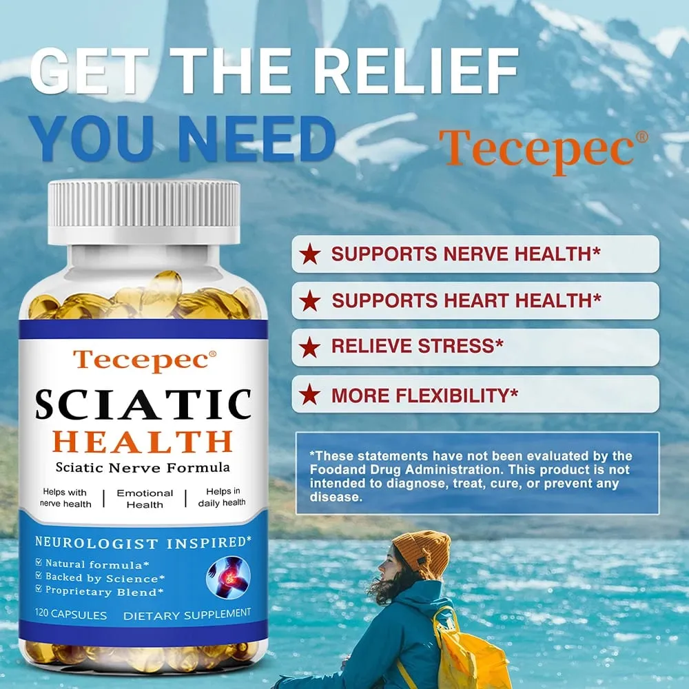 Relieve Sciatica Capsules - Relieve Pain Improve Flexibility Support Nerve and Joint Health Relax Muscles