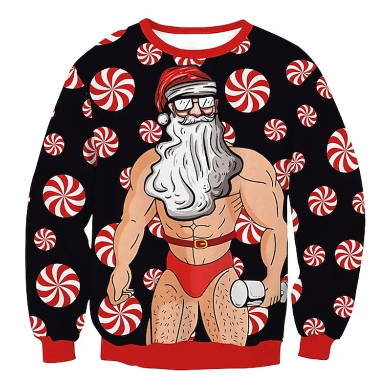 Funny Santa Claus Pattern Ugly Christmas Sweatshirt Men New 3d Printed Xmas Party Crew Neck Long Sleeve Women New Year Hoodies — image 6