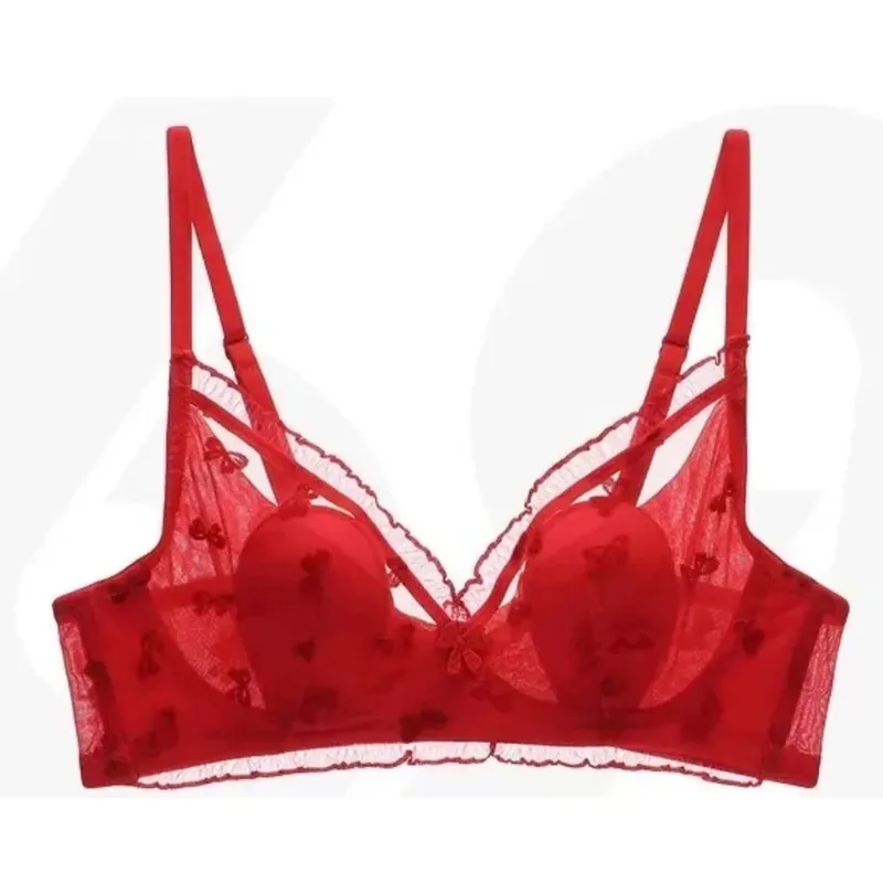 New Arrival Sweet French Lace Embroidery Bra Sexy Wireless Thin Cup Rabbit Ear Minimizer For Big Breasts Everyday Lingerie S-XL
