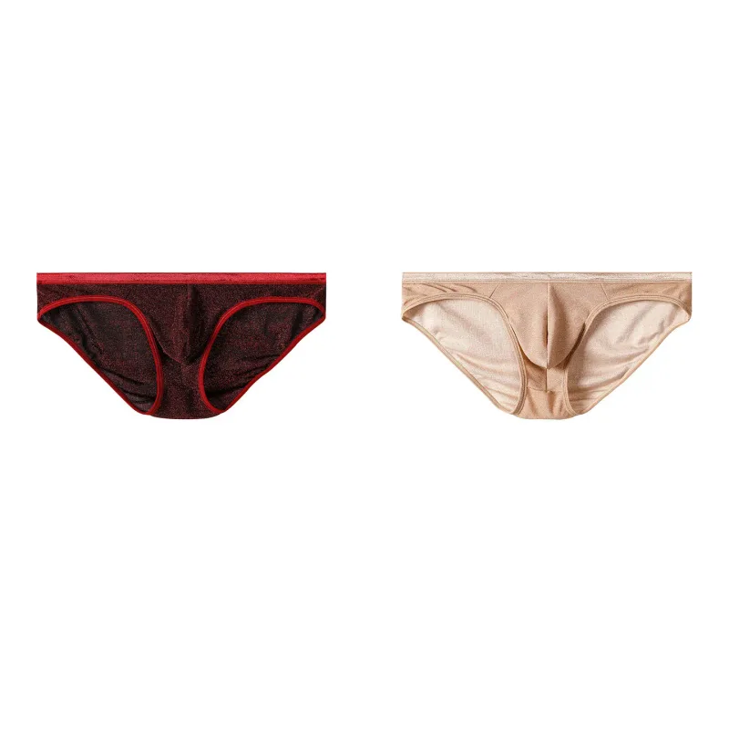 Men's Ice Silk Triangle Panties Sexy U-Shape Thin Briefs Breathable Mesh Low-Waist Underwear