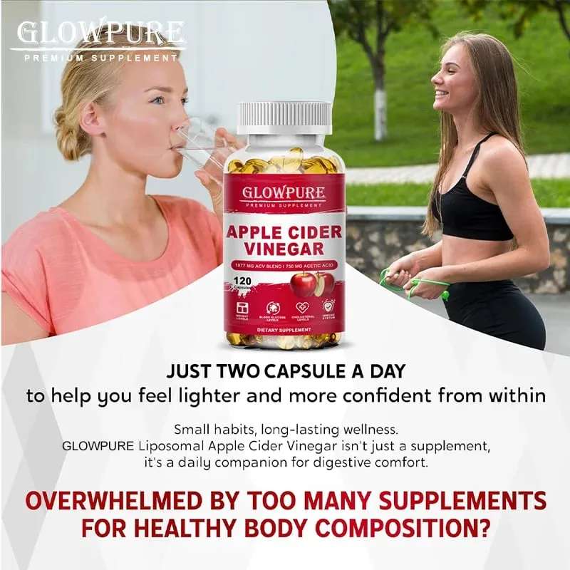Apple Cider Vinegar Capsules for Digestion Detox & Weight Loss - Supports Fat Burn Bloating Relief & Constipation Support