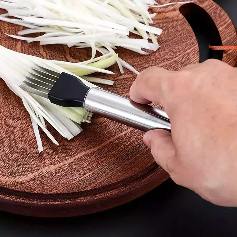 1Pc Scallion Slicer With Cover Stainless Steel Onion Cutter Chopped Green Onion Knife Vegetable Shredders Slicer Kitchen Tools