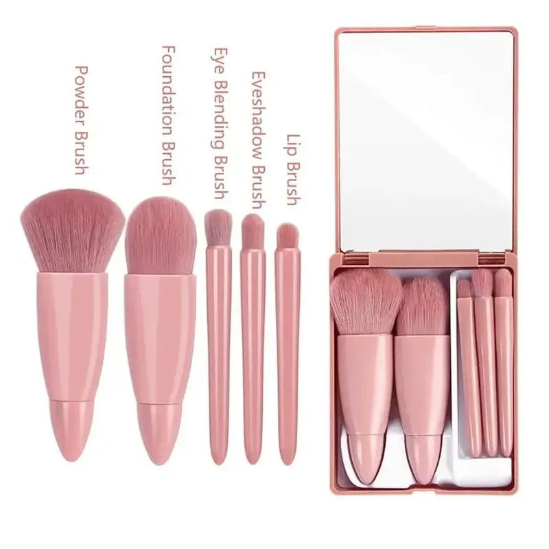 Brushes Small Complete Function Cosmetic Brushes Kit With Case And Mirror 5pcs Travel Size Makeup Brushes Set Mini Makeup