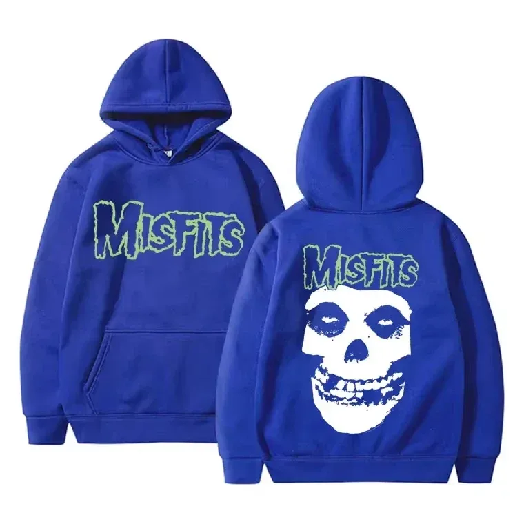 2026 Horror Punk Bizarre Skull Print Hoodie Men's Gothic Retro Loose Fleece Cotton Hoodie Rock Style Pullover Unisex — image 3