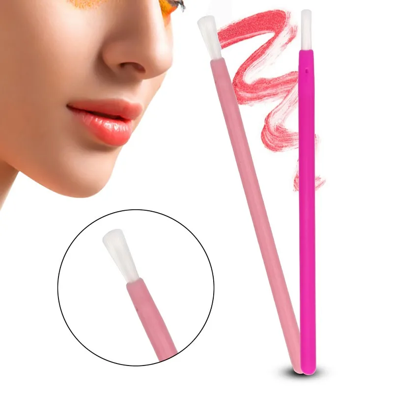50Pcs Disposable Nylon Fiber Lip Brush Lipstick Wands Clean Applicator lip Gloss Brushes portable Cosmetic women Makeup Tools