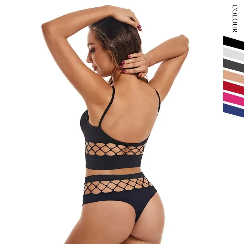 Thin Hollow Out Lingerie Set for Women Wireless Small Bust Push Up Bra Plus Size Breathable Sports Camisole Vest — image 4