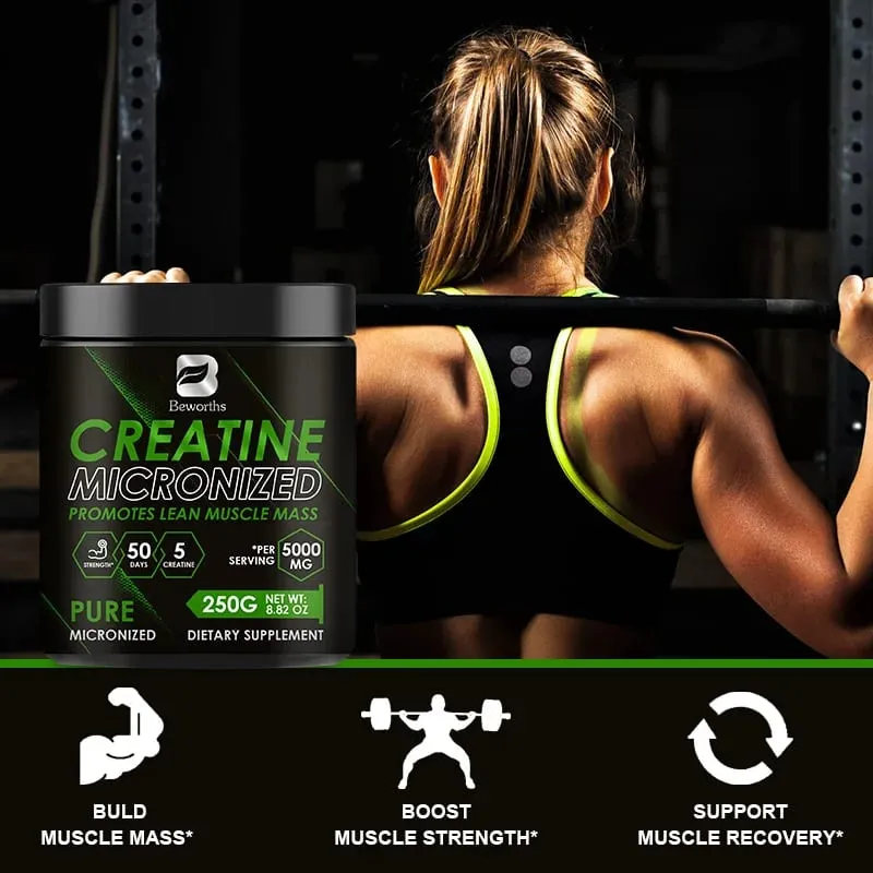 Beworths Creatine Monohydrat Powder 5000Mg untuk Pra Latihan Pembentukan Otot Energi Seluler Kesehatan Kekebalan Otak untuk Gym — image 3