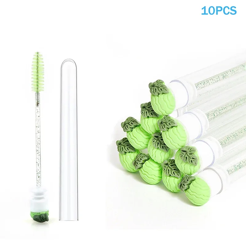 10PCS/Set Fruit Collection Mascara Brush Reusable Lash Brush Tube Spoolies Lash Extension Brushes Applicators Makeup Tools