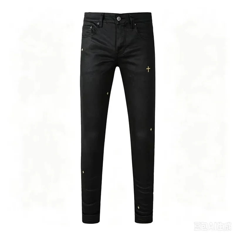 Luxury Streetwear Men's Jeans Americans Style Holes Long Trousers Quality Male Stretch Slim Pants Skinny Trousers — image 14
