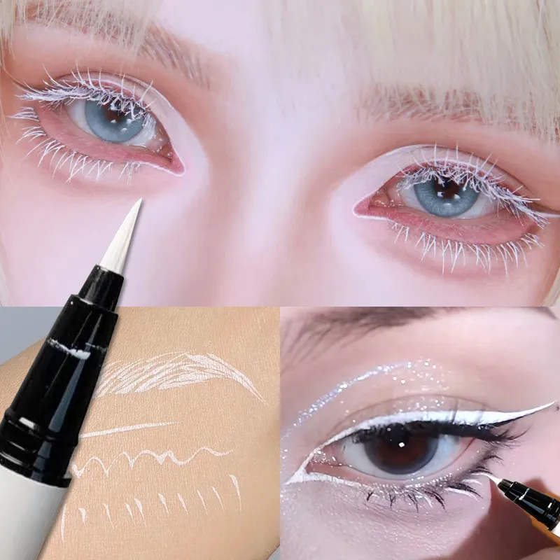 Ultra-thin Matte White Eyeliner Liquid Pen Waterproof Sweat-proof Long-lasting Lying Silkworm Pen High Pigment Smooth Eye Makeup — image 2