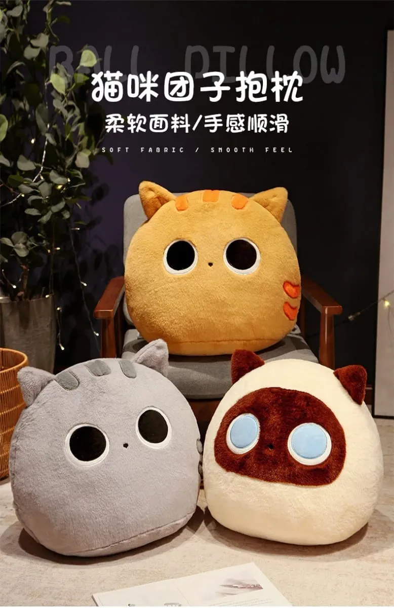 Generic Fluffy Cute Round Black And Brown Cat Plush Pillow Soft Stuffed Plush Toy Sofa Bed Back Cushion Home Decor For Adult — image 8