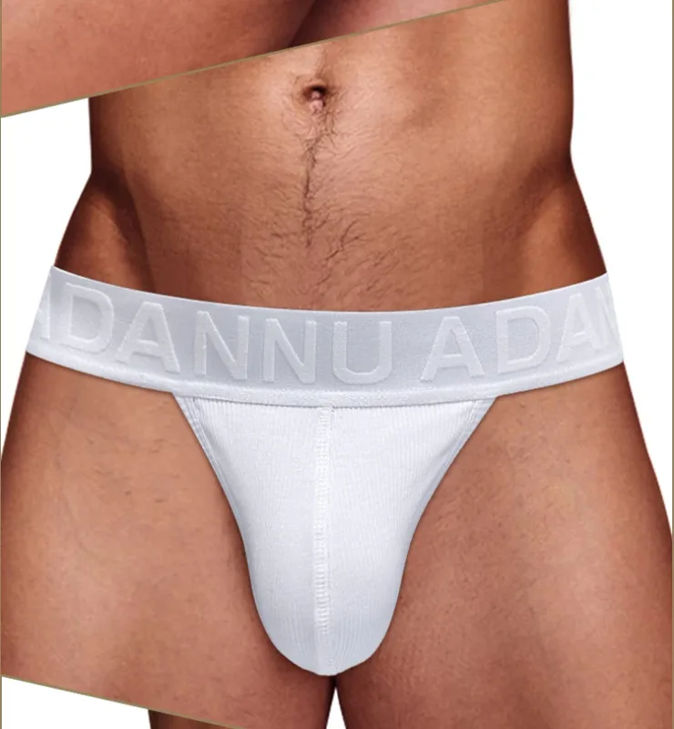 Men's Cotton Ribbed Skin-Friendly Bare Feel Convex Pouch Briefs, Embossed Letter Wide Waistband Slim Fit Underwear — image 23