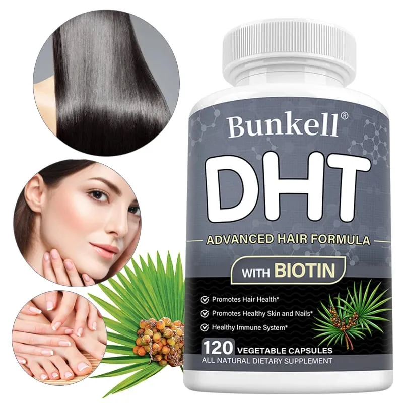 DHT Blocker Premium Hair Care Formula with Biotin Supplement Support Healthy Hair Skin and Nails Promote Immune System — image 1