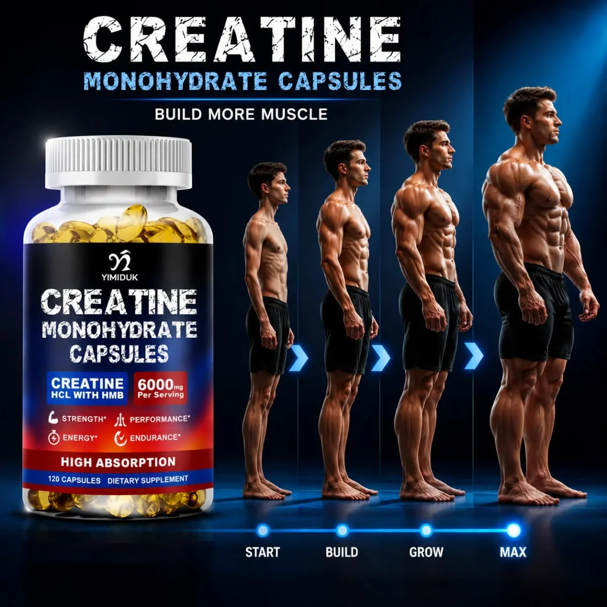 Creatine Monohydrate Supplement with HMB Support Muscle Recovery Boost Cellular Energy Endurance Muscle Fatigue Performance — image 3