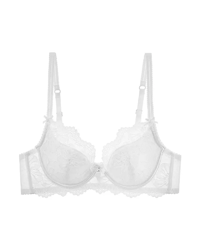 Women Lace Bra Panty Set Summer Thin Push Up Side Support Anti Sag Sexy Pure Desire Lingerie Underwear Suit 32‑38