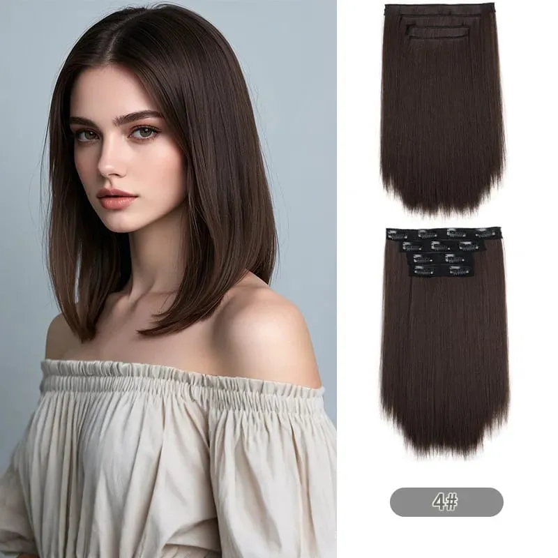 4pcs/Set Synthetic 14inch 11 Clips in Hair Extensions Straight Hairstyle Hairpieces Women Natural False Hair Extension Daily Use