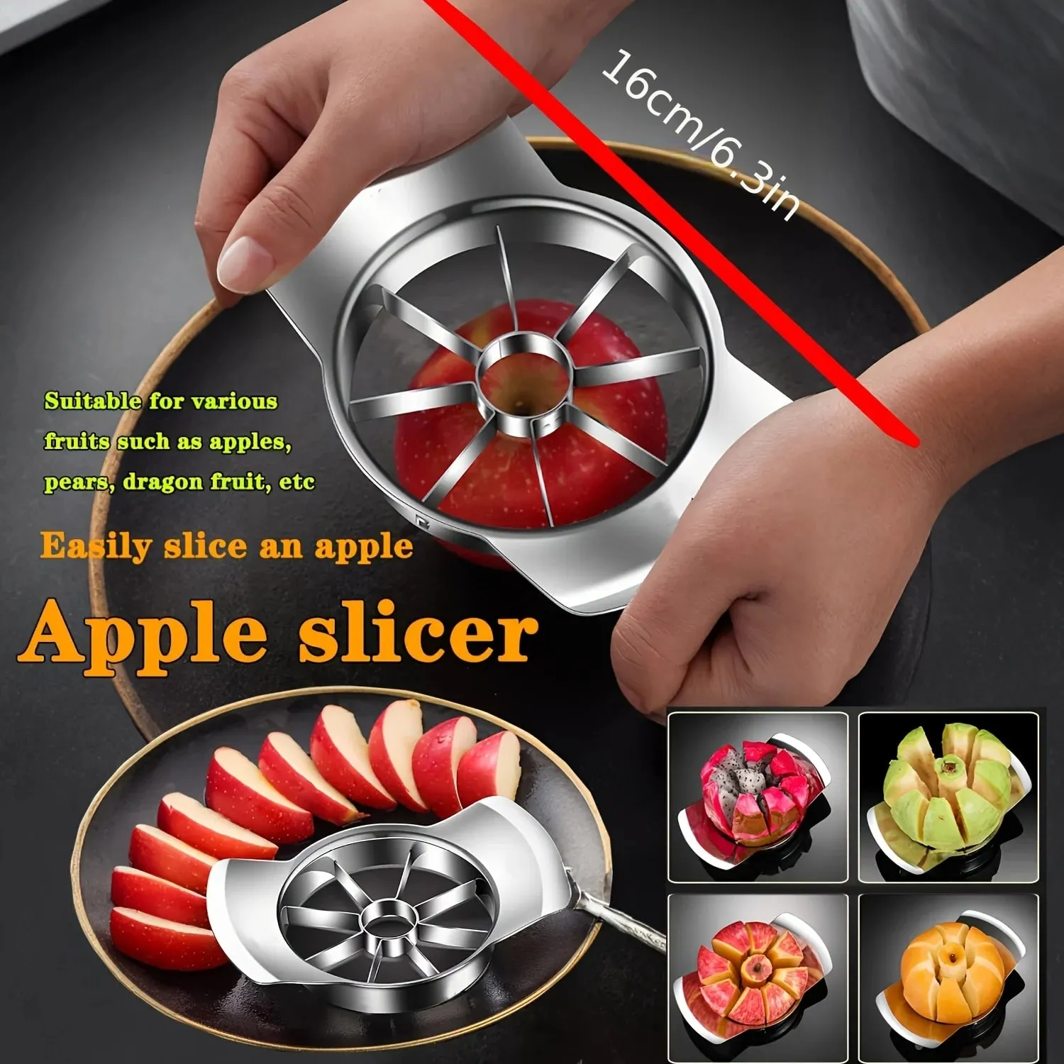 1pc Stainless Steel Slicer and Peeler Set for Apples Oranges and More - Easy-to-Use Kitchen Gadget Fruit Slicing Tool