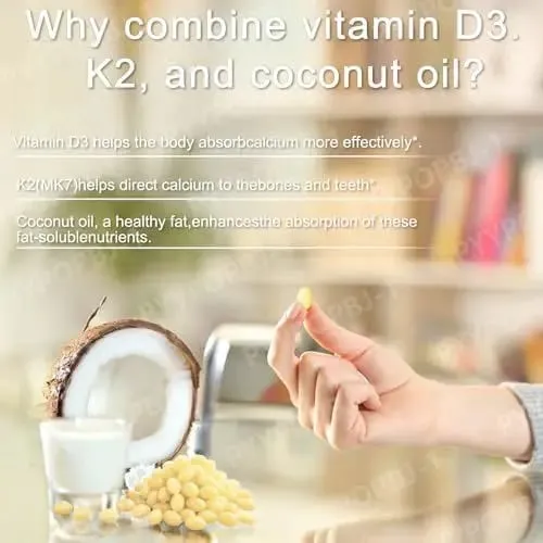 Capsule 2 in 1 di vitamina D3+K2 con 5.000 UI di D3 e 100 mcg di K2 Integratore dietetico a 180 conteggi Mantiene la salute quotidiana e migliora l'immunità