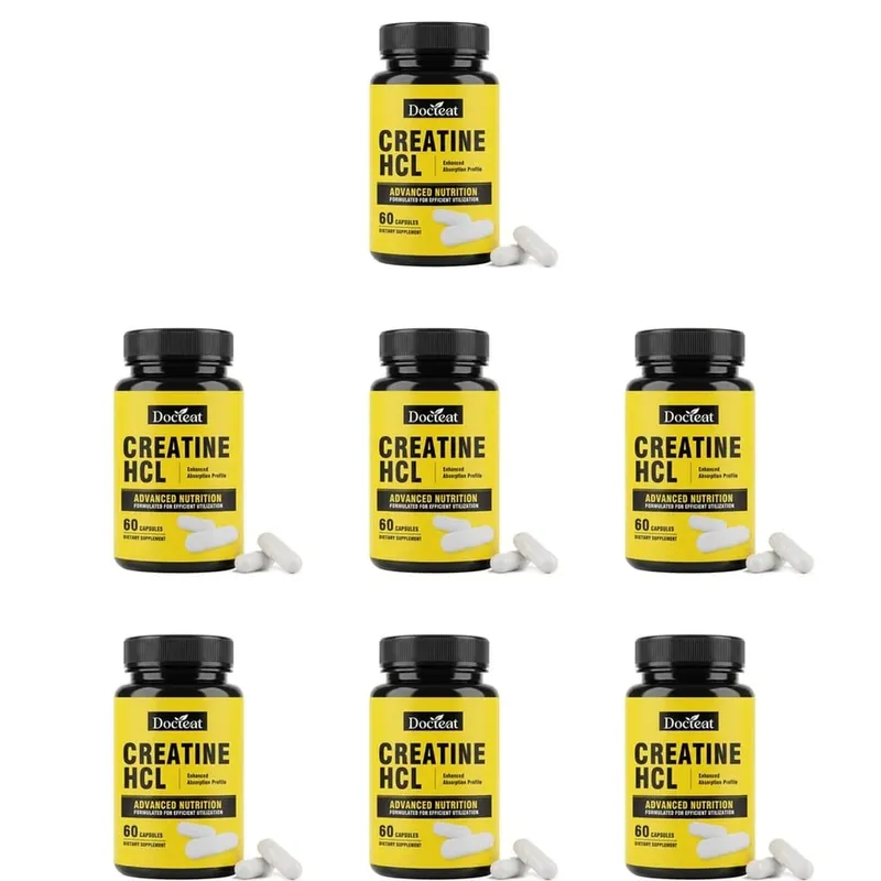 Docteat Creatine HCL Capsules with Vitamin B6 B12 & Cinnamon for Muscle Energy & Performance Support Adults 60 Capsules