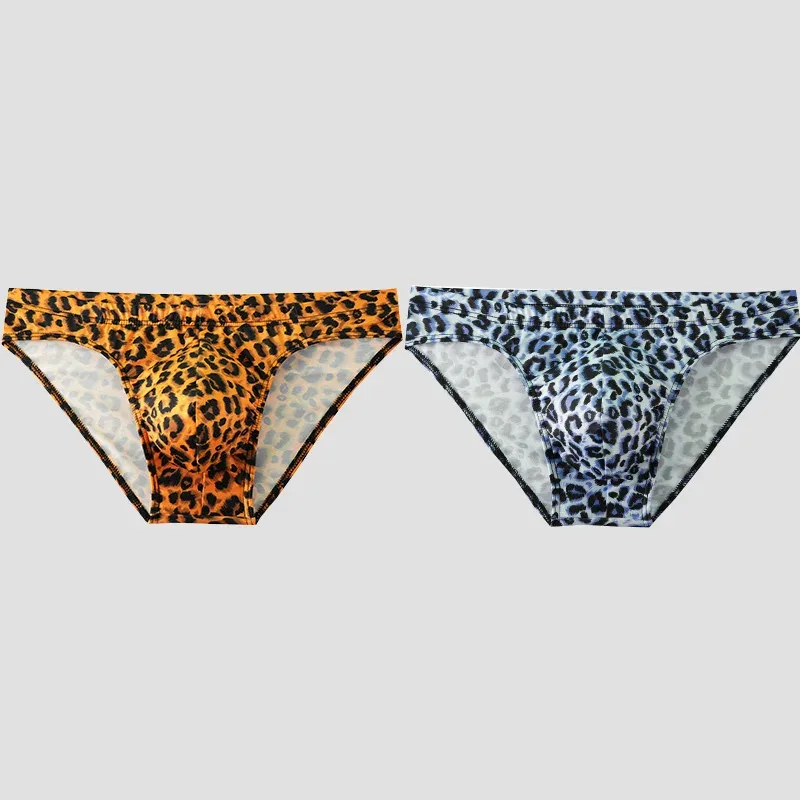2PCS Men's Briefs Leopard Print Men's Briefs Stretch Waist sexy Breathable Soft Comfortable Wild Shorts Men's Briefs
