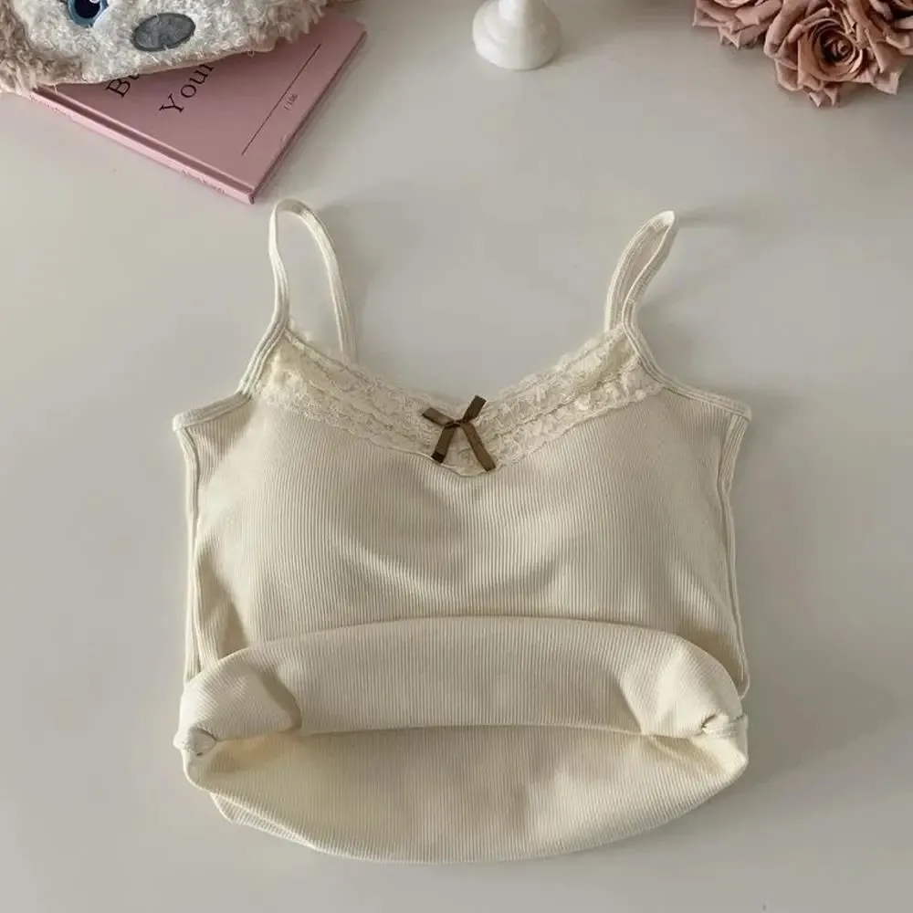 2026 Korean Y2k Crop Top Spring Summer Lace Tank Top Women Cropped Cute Camis Vest Sexy White Crop Tops Sleeveless Vest Coquette