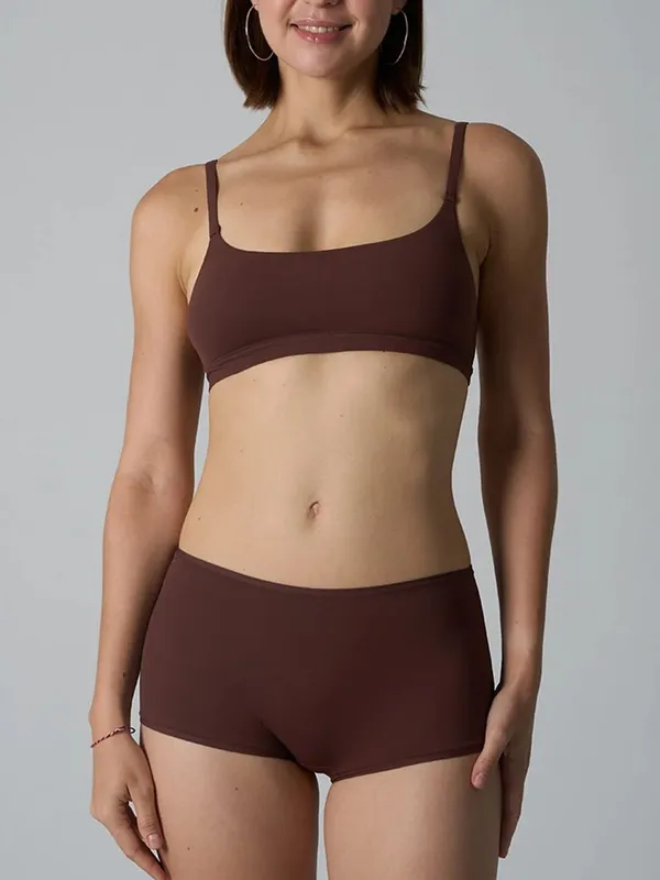 Seamless Adjustable Strap Sports Bra and Low Waist Boxer Set for Women Solid High Elasticity Casual Home Lingerie — image 3