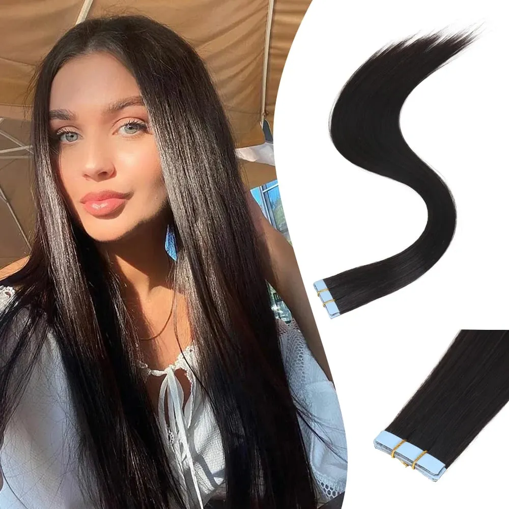 26Inch 10pcs Synthetic Tape In Straight Hair Extensions Seamless Invisible Adhesive Mixed Colord Tape In Hair Extensions For Eve — image 2