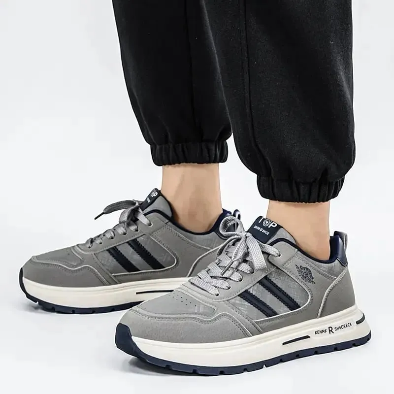 Men Retro Stripe Casual Sneakers Brown Khaki Thick Cushion Non-slip Sole Lace-up Lightweight Outdoor Walking Jogging Daily Shoes — image 6