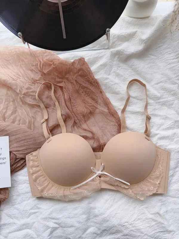 Red Half-Cup Lace Bra Set for Small Chests Adjustable Support Anti-Sagging Push Up Sexy Lingerie Set Women Birthday Gift