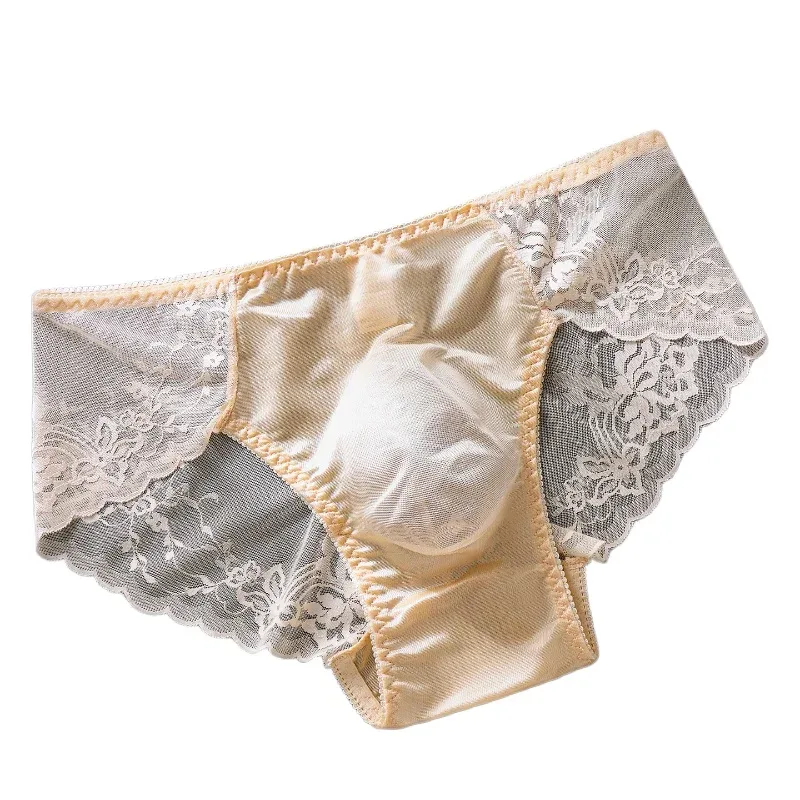 Erkek Dantel Külot 3d U Dışbükey Kese Iç Çamaşırı Buz Ipek Nefes Ince Iç Çamaşırı Seksi Alçak Külot Sissy Feminizasyon