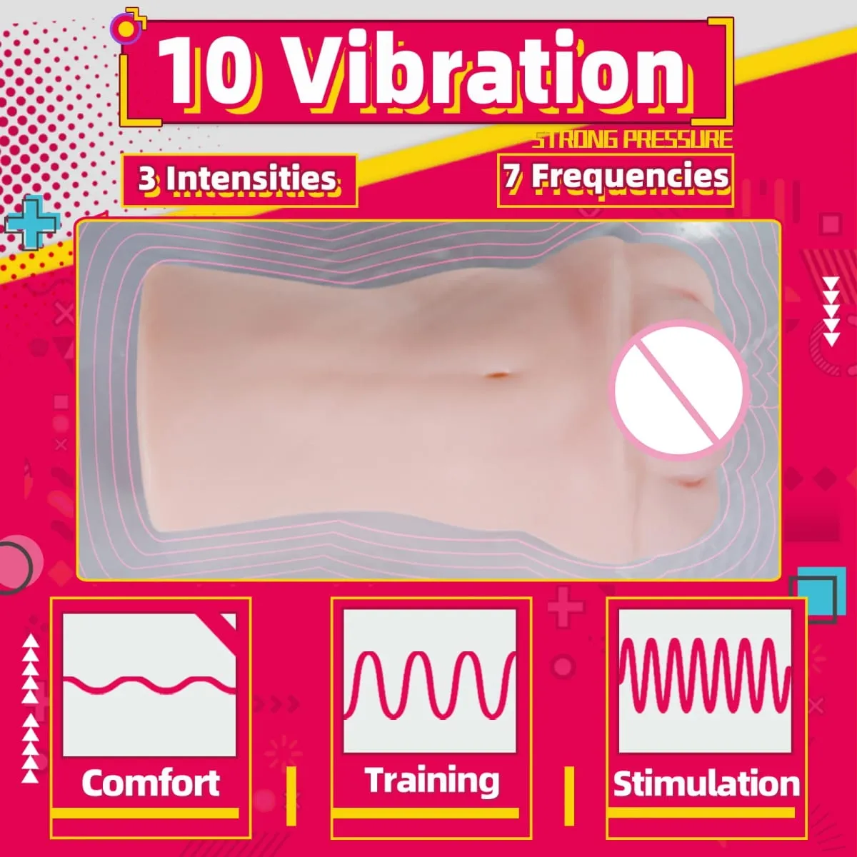 YUU Tight Vaginal Lifelike Masturbator for Men with Powerful 10 Vibration Sex Machine Onahole Dual Layer Firm Soft Waterproof