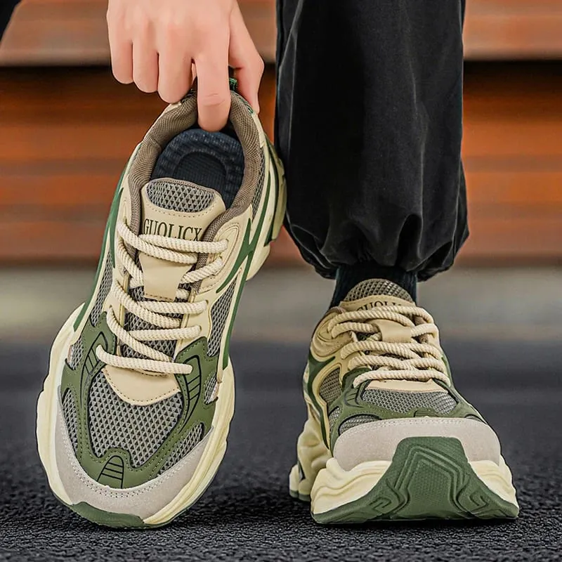 Men's Chunky Sneakers Breathable Mesh Running Shoes Thick Sole Non-slip Casual Sports Shoes — image 4