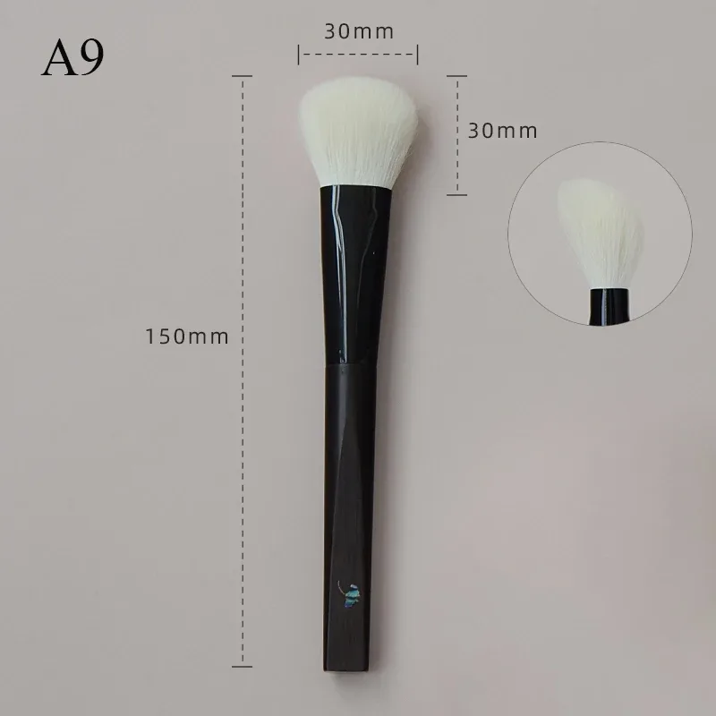 Shoushoulang Hand Crafted Makeup Brush Soft Tiny Tips Goat Hair 1PC Face Powder Blush Contour Brush Ebony Handle Makeup Brushes