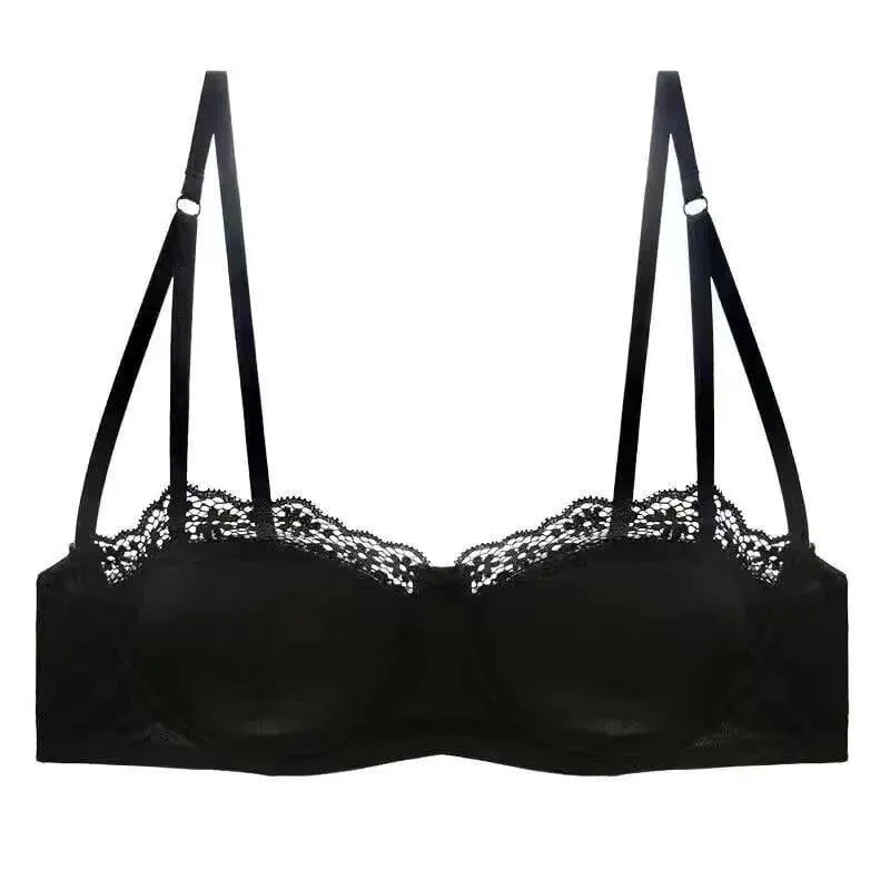 European Satin Half Cup Push Up BH Set Bügel Dünn Glatt Grün Spitze Komfortabel Sexy Dessous Für Damen 32-38 Hot Selling YEMOMO — image 4
