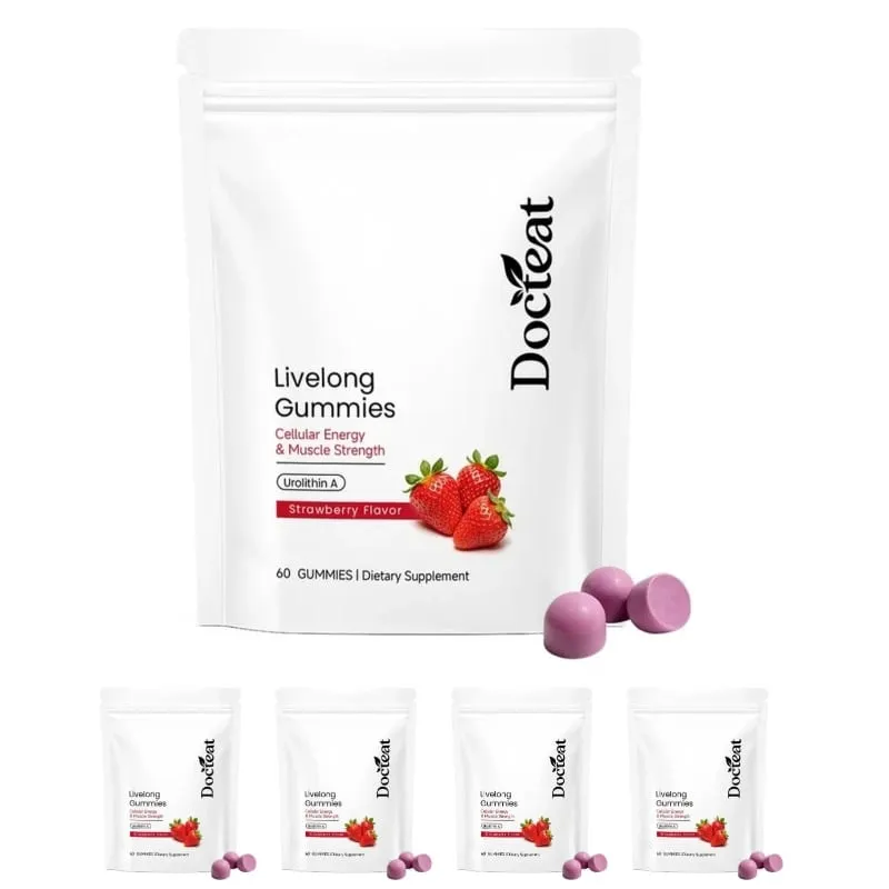 Docteat Urolithin A Gummies 500mg setiap Hidangan Perisa Strawberi Sokongan Kesihatan Selular Harian 60 Gummies untuk Lelaki Wanita — image 11