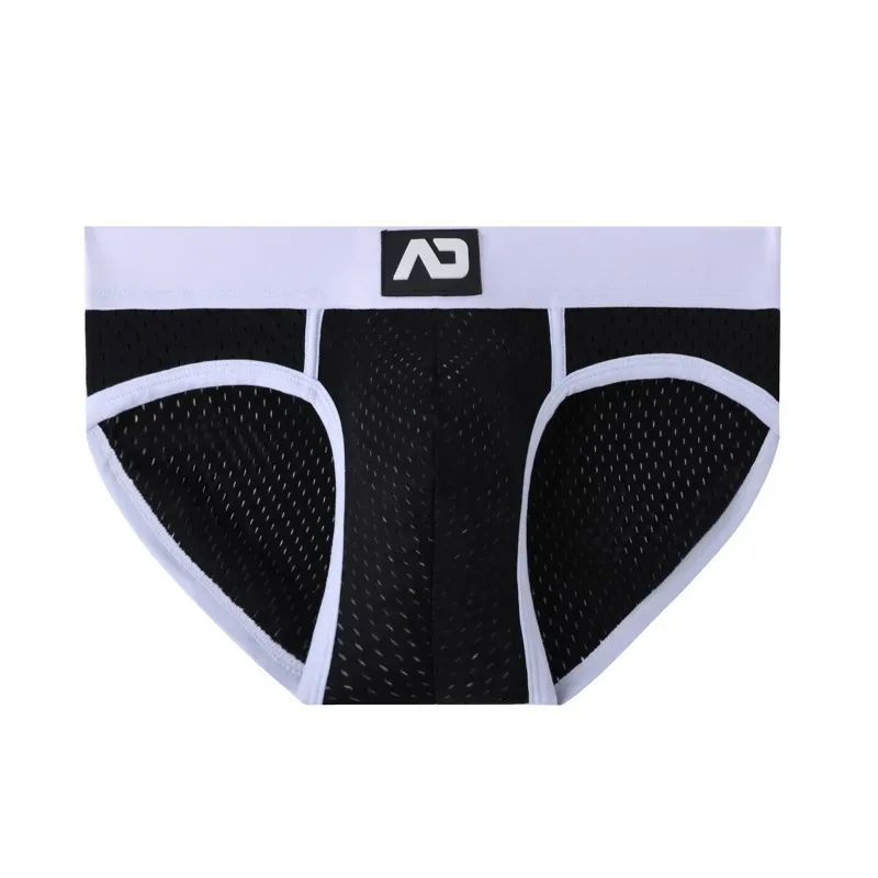 2026 solid color new men's low waist through mesh breathable briefs addicted underwear AD4-M388