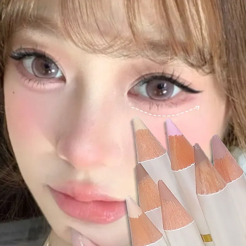 2-in-1 Apricot Pink Matte Under Eye Pencil Aegyo Sal Matte White Highlighter Lying Silkworm Pen Eye Makeup Easy To Use Eyeshadow — image 1