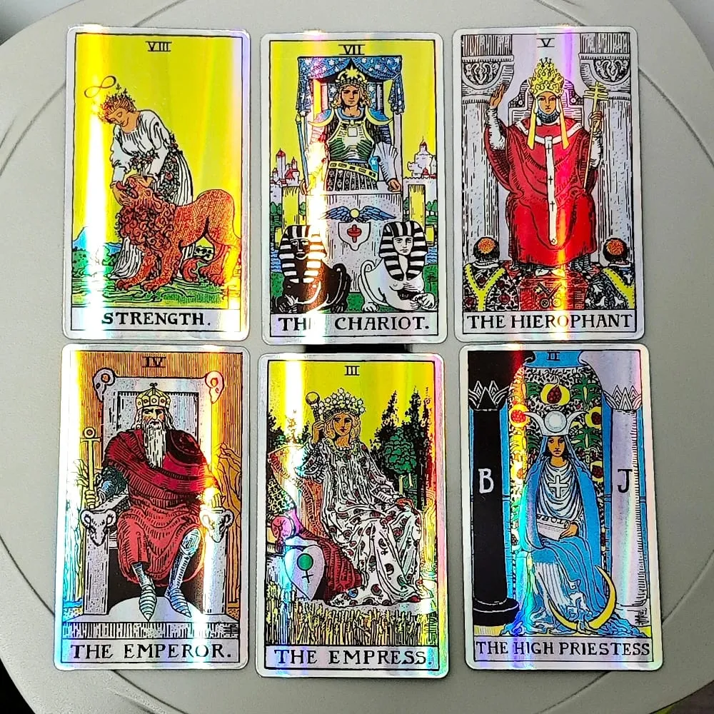 Classic Waite Tarot Deck 78 Pcs Rainbow Holographic Tarot Cards 10*6cm for Beginners — image 5