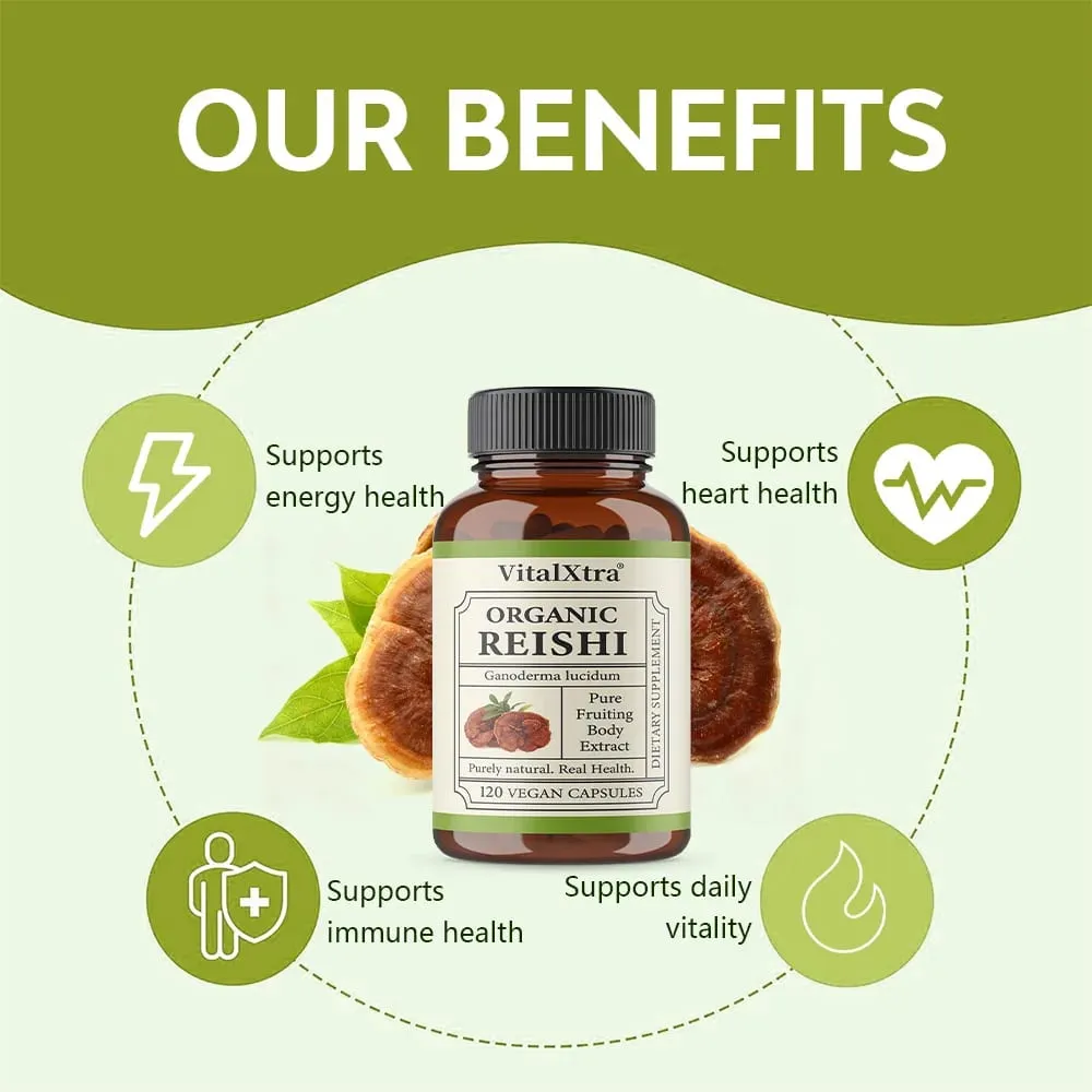 Reishi Mushroom Capsules 1000mg Ganoderma Lucidum Supports Immune Health Relaxation Sleep & Natural Energy Vegan Non-GMO
