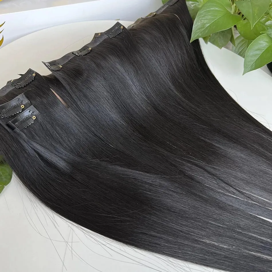 Clip in Hair Extensions Real Natural Hair Virgin Straight Set 7 Pcs/Set Vietnamese Clip in Human Hair Extensions — image 9