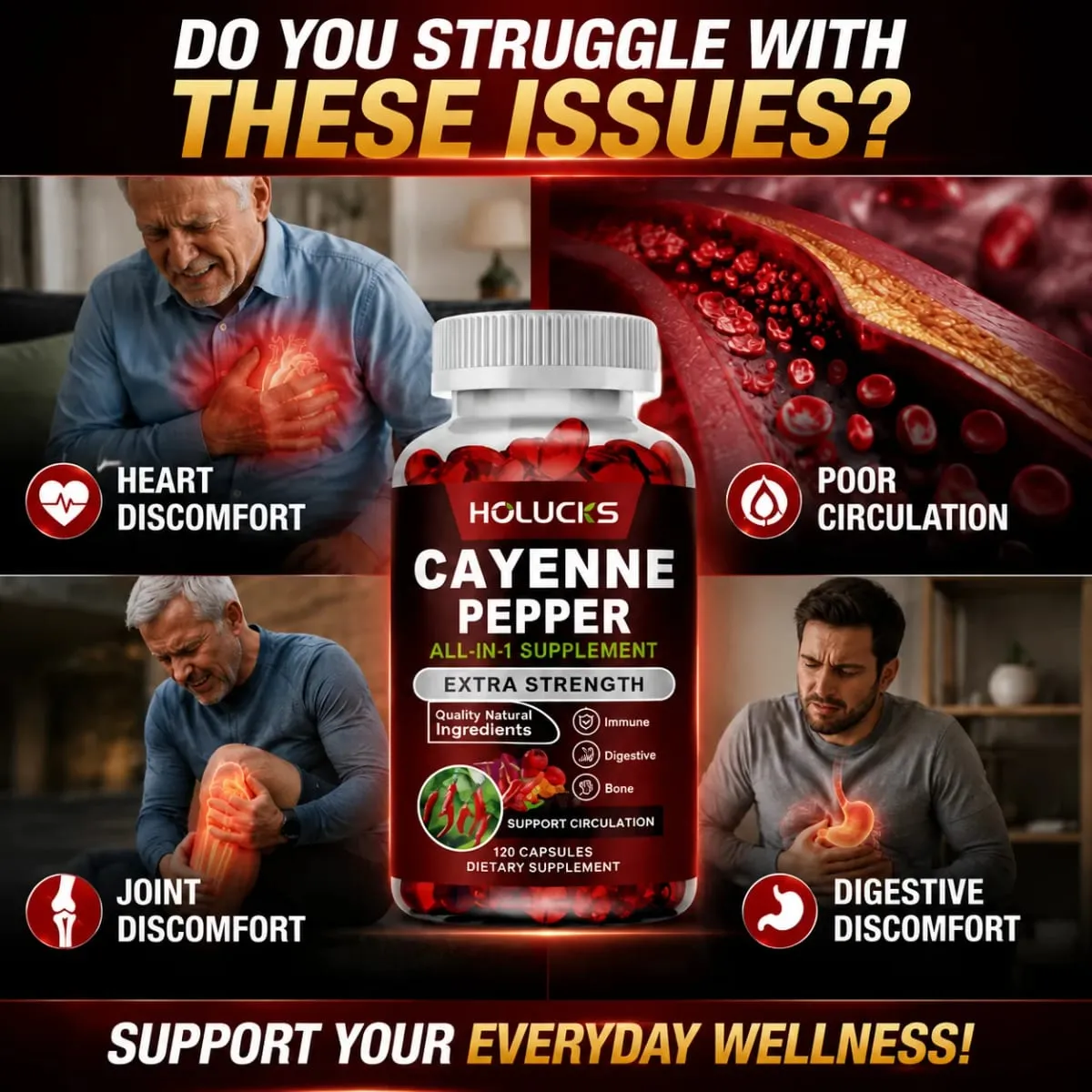 Ang Cayenne Pepper Capsules na may Vitamin D3 K2 Blood Circulation ay Nagtataguyod ng Digestion Boost Metabolism Support Joint Bone Health — image 3