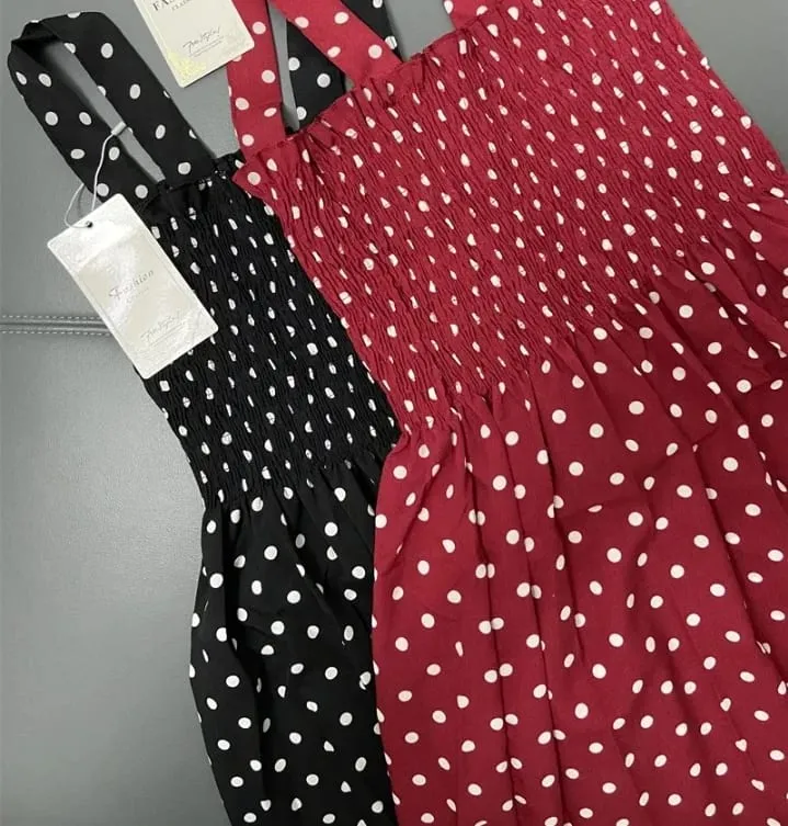 Summer Befree Beach Long Vintage Dots Casual Ruffles Elegant Party Maxi Strap Camis Silky Dress Vestidos Sexy Dresses Women — image 5